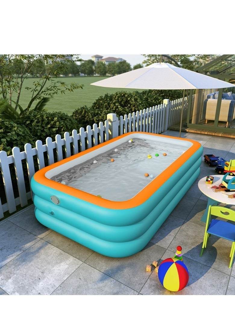 Arabest Family Large Inflatable Swimming Pool 210 x140 x60cm Blow Up Pool for Backyard Easy Setup Sturdy Construction Spacious Adult Size for Outdoor Fun - Image 4